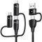 100W Multi USB Kabel, 6 in 1 Multi Ladekabel USB C Kabel PD 5A Schnellladekabel USB A/C auf USB C[100W] / iP[30W] / Micro[18W] Mehrfach Universal Ladekabel für Laptop Tablet Handy, 2M Schwarz