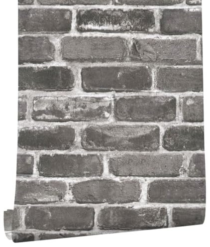 myforHD Stone Brick Wallpaper Peel and Stick 3D Effect Blocks Vintage Brick Faux Textured Self-Adhesive Wallpaper Kitchen Cabinets Backsplash Fireplace Laundry Room Accent Wall Decor