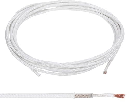 PATIKIL 11.5Ft 17 AWG High Temperature Wire, -60-350 Degrees Celsius Mica Glass Fiber Electronic Wire Insulated Heat Resistant Electronical Flexible Cable for Lamp Boiler Heater, White