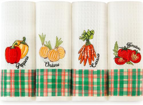 Lavien Home Geschirrtücher aus türkischer Baumwolle, Waffelgewebe, saugfähig, weich, fusselfrei, Küchentücher zum Geschirrspülen, Reinigen, Badezimmer-Dekor, Geschenkidee, 40,6 x 61 cm, 4 Stück