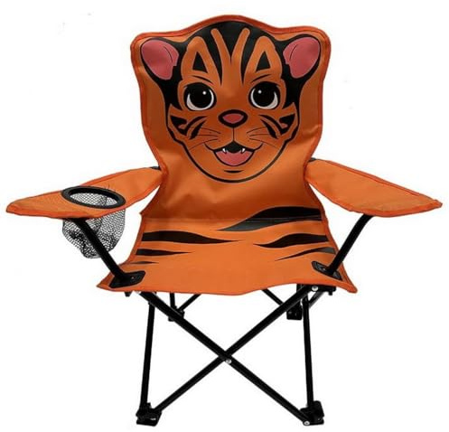 Linder Exclusiv LEX Kinder-Anglersessel Campingstuhl Campingsessel mit Getränkehalter (Tiger (orange))