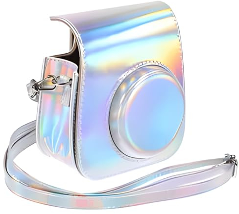 NHPY 1 Stück Tasche Für Instax Mini 12, Sofortbildkameras Tasche Kompatibel Mit Instax Mini 12 / Mini 11 Sofortbildkamera Aus Weichem Kunstleder Mit Schulterriemen Und Mini Hülle (Laser Farbe)