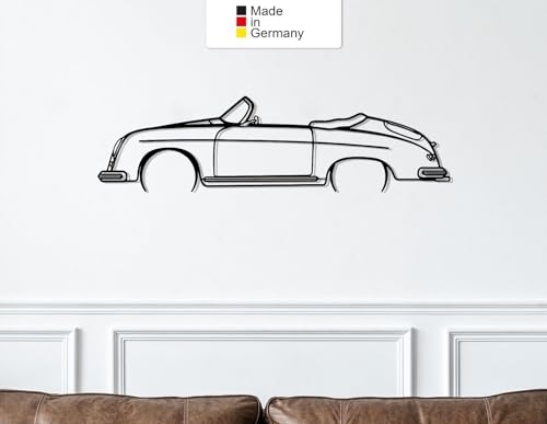 for Porsche 356 Speedster California, Metall Wandbild, Wanddeko, Auto Silhouette (Größe: 200 cm (78))