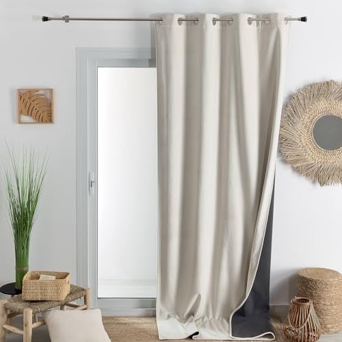 HomeMaison.com Möbelvorhang – Samtvorhang – Verdunkelungsvorhang – Vorhang gebrochenes Weiß – Vorhang 135 x 280 cm