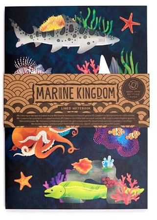 Puckator Notizbuch A5, liniert, aus Recyclingpapier, Tiere, Marine Kingdom