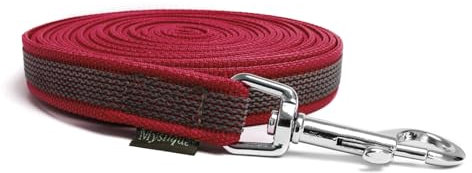 Mystique® Gummierte Schleppleine 20mm mit Handschlaufe Standard Karabiner weinrot 15m