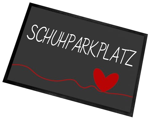 Herzbotschaft Fußmatte | Türmatte mit Spruch | 60x40cm | Schuhparkplatz | für innen und außen | Vorleger für die Haustür/Flur | Geschenk zur ersten Wohnung | Einweihung | Made in Germany