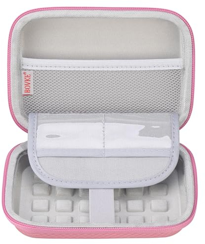 BOVKE Portable Case Compatible avec RG35XX 2024 Nouvelle Version Retro Portable Game Console, Sac de Voyage de Stockage pour Anbernic RG35XX 2024 Portable Game avec Poche en Maille pour câbles, Rose