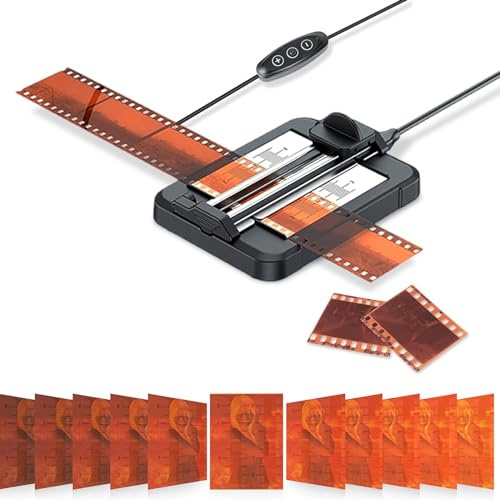Professioneller Diafilmschneider für 35-mm-Filme und 120 Mittelformat-Negative, Negativfilmschneider mit Integrierter, in 11 Stufen Einstellbarer LED-Hintergrundbeleuchtung,