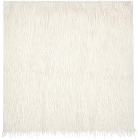 BENECREAT 40x40cm Beige Kunstpelzstoff, Weicher Zotteliger Plüschstoff Vorgeschnittener Fellstoff Für Kostüme, Teppiche, Kissen, Nähen, Dekorationen