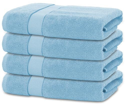 BANANALU 4 Badetücher 70x140 cm 100% Baumwolle Badetuch Duschtuch Placid Blue