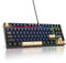 SbocKeeb Teclado mecánico para juegos al 75 %, 87 teclas, compacto, TKL, interruptores rojos lineales con cable, teclado desmontable USB NKRO RGB retroiluminado para Win/Mac/PS4/PS5/Xbox. (Samurai
