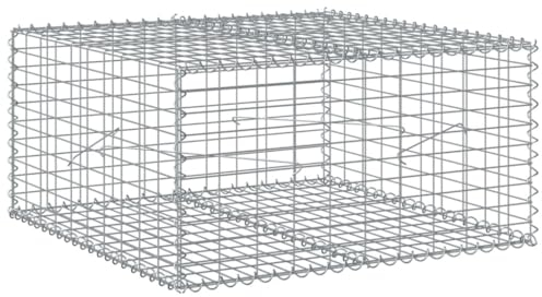 vidaXL Gabion Basket with Cover - Rectangular, Galvanised Iron, 100x100x50 cm, Rust/, High Load Capacity