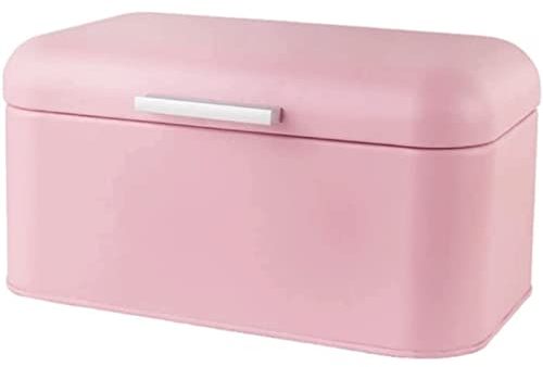 LXYDPZ Brotkasten aus Metall zur Lebensmittelaufbewahrung, Brotkasten mit großem Fassungsvermögen und Deckel, Brothalter für die Küchenarbeitsplatte, Brotbehälter aus Eisen, Dekor (Pink)