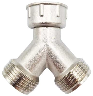 Brass Metal Washing Machine Y Piece 3/4 Splitter 2 Way Hose Connector 3/4