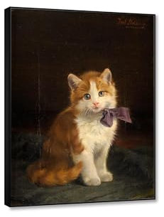 RKGHDCX Quadro su Tela Animali-Quadri Moderni Gattino con fiocco viola Poster e Stampa su tela-Dipinto su tela Animale-animali wall art immagini per soggiorno decorazione 60x80cm24 x32 Telaio nero