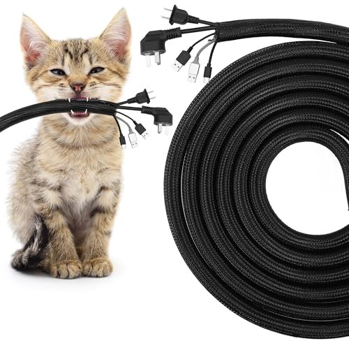 3M Kabelschlauch, ID 25MM-30 Selbstschließend, Flammhemmend Flexibler Kabelkanal, Kabel Sleeve, Verdickt Schwarz für Schreibtisch PC Kabelmanagement Kabelschutz Katze