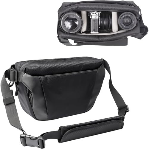 INNOREL Camera Sling Bag, 6L Waterproof Camera Shoulder Bag Case with Tripod Holder,DSLR/SLR/Mirrorless, Digital Camera Messenger Bag, Black