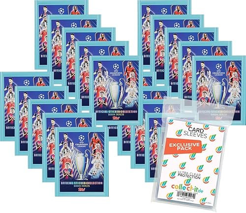 Bundle mit Topps - CL 2024/2025 - Sammelsticker - 20 Tüten + Exklusive Collect-it Hüllen
