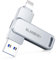 BLANBOK+ MFi Certificazione 128GB Chiavetta USB per iPhone, 3 in 1 Pen Drive Chiavetta Lightning USB per iPhone con Adattatore Type C, Memoria Esterna per iPhone/iPad/Android/PC/Mac (Argento)