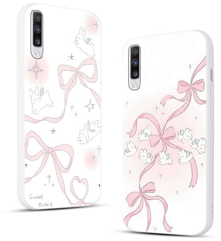 Phoona 2 Stück Handyhülle für Samsung Galaxy A50/A30S/A50s Hülle 6,4'', Aesthetic Rosa Schleife Muster Design Weiche Dünn Silikon Schutzhülle Kratzfeste Stoßfest Kameraschutz Bumper Case für Mädchen