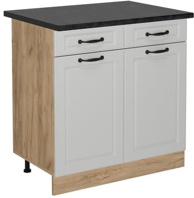Vicco Meuble Cuisine R-Line, Blanc Campagne, 80cm, PT Anthracite