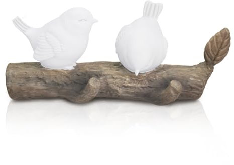 DIBALIYI Harz Vogel Wand Garderobe, Haken Kleiderbügel Rack, weiß platzsparende Kunst Dekor Kleiderbügel für Mäntel Hüte Taschen Schlüssel Handtücher Kleidung Lagerung (2 Vögel Haken)