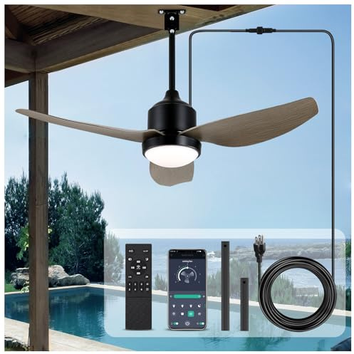 nebulium 42 Outdoor Ceiling Fan with Light: Plug-in Waterproof Ceiling Fan, APP Control/Remote Control, Dimmable 3CCT LED Lighting, Motor