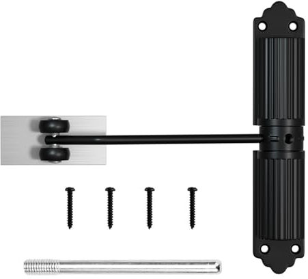 Vurlexat Automatic Door Closer, Zinc Alloy Safety Spring Door Closer 20-60kg Closing Door Hinge, Adjustable Door Spring Closer for Commercial & Home Use with Screws(Black)
