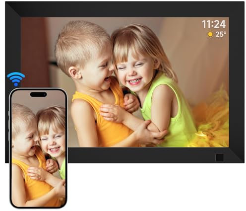AHOWAI 64GB Digital Photo Frame WiFi, 10.1 Inch 1280x800 IPS LCD Touchscreen Digital Picture Frame, Auto-Rotate Electronic Photo Frame, Share Photos or Videos via Frameo App, Best Gift for Favorite