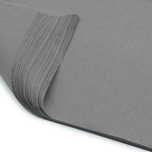 Pack of 10 x Vibrant Tissue Paper 500mm x 750mm for Gift Bags, Wrapping, Flowers, Wedding, Arts Crafts - Quality Acid Free (Grey)