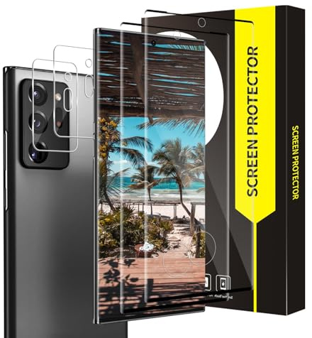Cable Leader Verre trempé pour Samsung Galaxy Note 20 Ultra 5G, 2+2 Sans Bulle Protection écran+Caméra Protecteur, Couverture complète en 3D, 9H Dureté Anti Rayures, HD Note 20 Ultra Vitre Protection