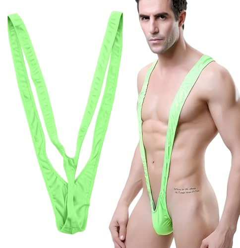 GNALIA Borat Mankini 1 Stück Grün Einheitsgröße Scherzartikel Spaßaccessoire Junggesellenabschied Pool Party Badebekleidung