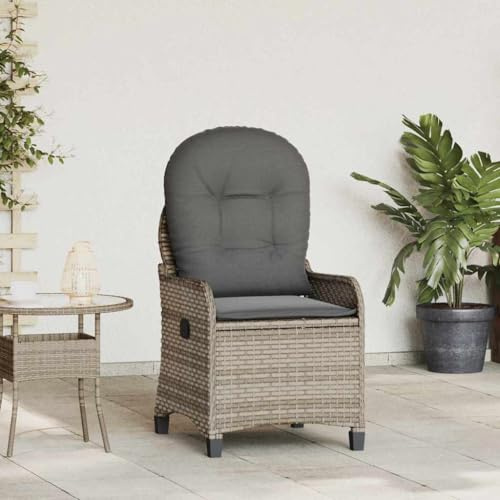 Mimdixy Hochlehner Gartenstuhl, Relaxsessel Grau 56 x 66 x 95cm Poly-Rattan Gartengarnitur Set für Garten, Wohnzimmer, Hof, Terrasse und Balkon
