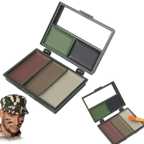CFEWV 1 Set Pintura Para Camuflaje Facial, Pinturas Pintura Militar Para Mimetización Con Espejo Incorporado, Camuflaje De 5 Colores, Para Caza En La Naturaleza (B).