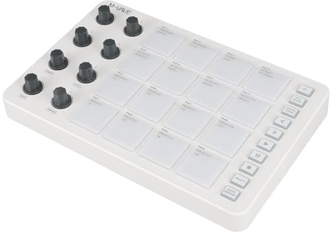 Sxhlseller Controller Pad per Batteria MIDI con 16 Pad di velocità RGB, 8 Manopole, Batteria Ricaricabile, USB e Uscita MIDI per, FL Studio, IOS,