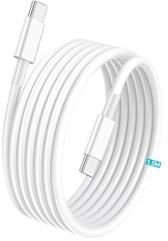 240W Cable USB C a USB C 1.5M, Cable USB Tipo C Carga Rapida para iPhone 17/16/15 Pro/15 Plus/15Pro Max, Samsung Galaxy S26/S25/S24, MacBook Pro/Air, iPad Pro/Air, Blanco