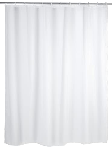 WENKO Duschvorhang Uni Weiß 180 x 200 cm - wasserdicht, pflegeleicht, Polyethylen-Vinylacetat, 180 x 200 cm, Weiß