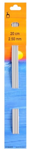 Pony Double Ended Knitting Pins - 20Cm x 2.50mm, Set of 4, Silver