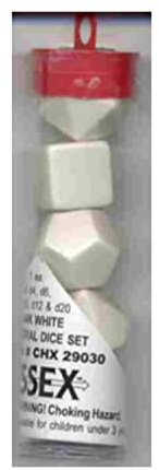 White Blank Dice with No Pips 16mm (5/8in) Set of 6 Chessex