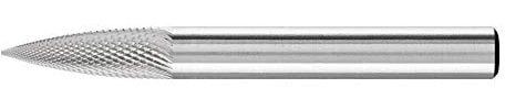 PFERD HM-Frässtift, Spitzbogenform SPG, Zahnung MICRO, Frässtift-ø 6mm, Schaft-ø 6mm, Länge 55mm, 21122573 – für die Feinbearbeitung auf nahezu allen Materialien bis 68 HRC