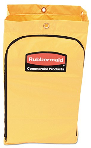 RUBBERMAID COMMERCIAL PROD. Zippered Vinyl Cleaning Cart Bag, 21gal, 17 1/4w x 10 1/2d x 30 1/2h, Yellow (6183YEL)