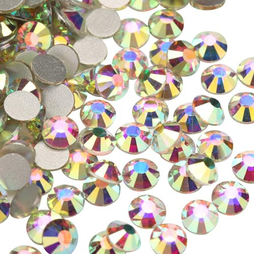 Jollin Crystals AB Glue Fix Flatback Rhinestones Glass Diamantes Gems For Nail Art 1.4mm SS3(2880pcs)