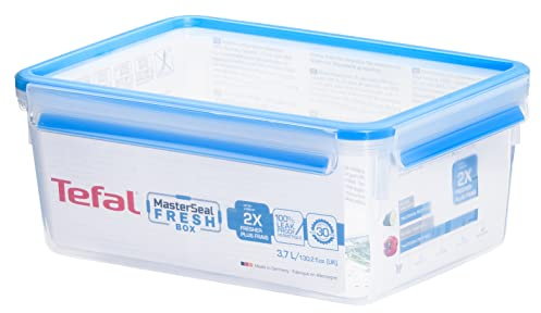 Tefal K3022012 - Masterseal Fresh - Boîte plastique de conservation alimentaire rectangulaire - 3.7 L - Bleu