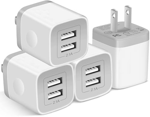 USB Charger Block, 4Pack 2.1A Dual Port USB Wall Charger Plug Power Adapter