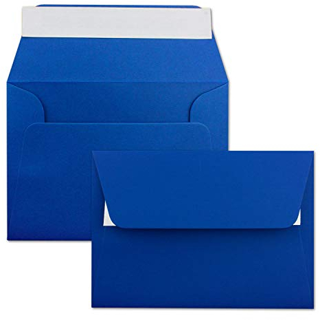 500x Briefumschläge Royalblau/Königs-blau DIN C6 Format 11,4 x 16,2 cm - Haftklebung - Kuverts ohne Fenster - Weihnachten, Grußkarten & Einladungen - Für A6 & A4 Papier