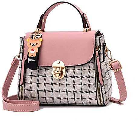 LUUT Mode Schultertasche Damen Nähte Handtasche Kariert Platz Messenger Bag Kawaii Ledertasche Lässig Shopper Citytasche