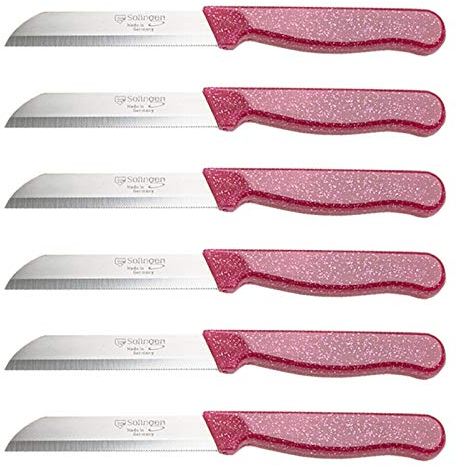 Solingen Allzweckmesser Obstmesser Schälmesser Meyve Bicagi Flitzer Pink 6 Stück - Sehr scharf
