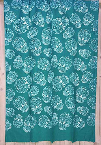 Strandtuch Fouta Totenkopf 100% Baumwolle 100 x 200 cm mit Fransen Strandtuch (Grün)