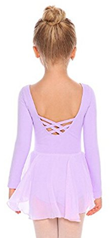 Beyove Robe de Ballet Danse Fille avec Jupe Tutu,Justaucorps Danse Filles Tutu Danse Enfant Manches Longues Coton Violet 160